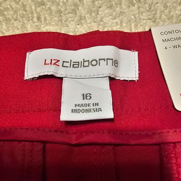 NWT Liz Claiborne Emma Ankle Women's Red Pants Stretch Mid-Rise Sz 16 - Picture 4 of 10